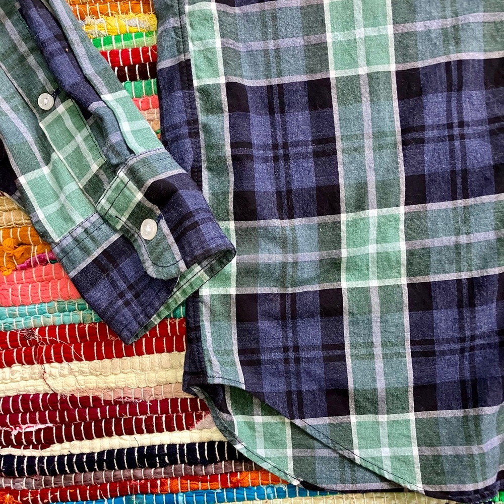 J. Crew ~ Slim button down shirt green plaid 100% cotton - Picture 3 of 7